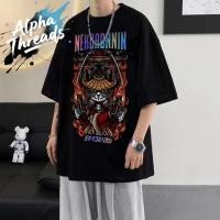 ราคา จัดส่งตลอด 24 ชั่วโมง เสื้อยืดผู้ชายเท่ๆ เสื้อคอกลม แขนสั้น สกรีนลายอนิเมะสุดเท่ oversize cotton 100 (44272594881)