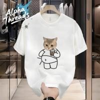 ราคา จัดส่งตลอด 24 ชั่วโมง เสื้อยืดแขนสั้น แมวเดิน unisex 14 (26133700128)