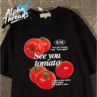 ราคา จัดส่งตลอด 24 ชั่วโมง oversize SEE YOU TOMATO รักมะเขือเทศพิมพ์ตัวอักษรสไตล์เกาหลี เสื้อยืดนักเรียน (29985153970)