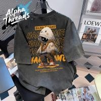 ราคา เสื้อยืดฟอก เสื้อยืด oversize unisex เสื้อฟอก วินเทจ สตรีท ผ้าฝ้ายแท้ใส่สบาย ลาย HANME (48101037828)