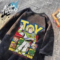 ราคา เกาหลี ดาว Oversize เสื้อยืดผ้าฟอก ผู้ชาย ผู้หญิง แฟชั่น วินเทจ ลายทาง ตัวอักษร การ์ตูน ลายสกรีน ฤดูร้อน M 3XL (44901032855)