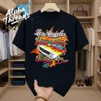 ราคา จัดส่งตลอด 24 ชั่วโมง สกรีนลายรถวินเทจ เสื้อยืดคอกลมสตรีทแฟชั่นวินเทจ oversize tshirt men เสื้อคนอ้วน สีดำเท่ๆ (43558815898)