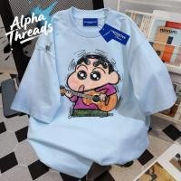 ราคา จัดส่งตลอด 24 ชั่วโมง Alpha Threads เสื้อยืดแขนสั้นมัธยม ลายการ์ตูนชินจังน่ารัก หลวมๆผ้าโปร่ง คอกลมผ้าเนื้อนุ่ม เสื้อดำ (42114325839)