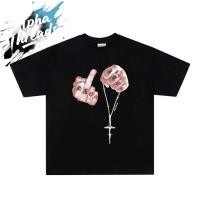 ราคา จัดส่งตลอด 24 ชั่วโมง วินเทจอเมริกัน สตรีทแฟชั่น เสื้อวินเทจ Middle finger necklace พิมพ์ลาย OVERSIZE เสื้อยืด (41909879946)