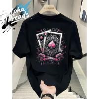 ราคา จัดส่งตลอด 24 ชั่วโมง เสื้อยืดแขนสั้นผู้ชาย แบรนด์เทรนด์สไตล์อเมริกันโบราณแบบใหม่ คอกลม ประทับรูปไพ่ A1 (41208710990)