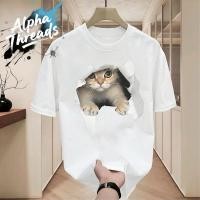 ราคา เสื้อยืดแฟชั่นผู้ชาย คอกลม แขนสั้น สกรีนลายแมว เสื้อแมว oversize t shirt เสื้อแฟชั่นสุดฮิต โอเวอร์ไซส์คนอ้วน (40510629729)