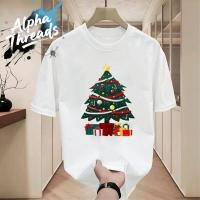 ราคา จัดส่งตลอด 24 ชั่วโมง cotton 100 เสื้อยืดแฟชั่น สกรีนลายต้นคริสต์มาสMerry Christmas เสื้อยืดคอกลม แขนสั้น ผ้านุ่มยืด (40375165524)