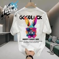 ราคา จัดส่งตลอด 24 ชั่วโมง เสื้อยืดผู้ชายเท่ๆ เสื้อยืดคอกลม แขนสั้น สกรีนลายกระต่ายสุดเท่ oversizeแฟชั่นผู้ชายเท่ๆ (40158715823)