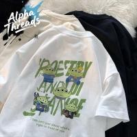 ราคา จัดส่งตลอด 24 ชั่วโมง เสื้อยืดแขนสั้น Oversize CMDXY0110 ผู้ชาย ผู้หญิง ลายทาง ตัวอักษร หลวม ลายสกรีน ฤดูร้อน (29238759545)