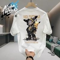 ราคา จัดส่งตลอด 24 ชั่วโมง เสื้อยืดขาว เสื้อ oversize สกรีนหน้าหลัง VIOLENT BEAR มิติ คอกลม ใส่สบาย (28985721278)