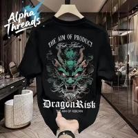 ราคา จัดส่งตลอด 24 ชั่วโมง เสื้อยืด oversize สกรีนหน้าหลัง คอกลม เสื้อยืดผู้ชายเท่ๆ tshirt men สีดํา ขาว เสื้อแฟชั่น (28983980600)