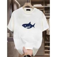 ราคา จัดส่งตลอด 24 ชั่วโมง เสื้อยืดผู้ชาย พิมพ์ลายปลาฉลาม แฟชั่นฤดูร้อน สไตล์เกาหลี เสื้อยืดชาย (26183413340)