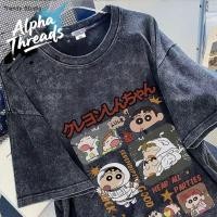 ราคา เสื้อฟอกวินเทผู้หญิงเท่ๆ มาใหม่ oversize 100 Cotton เสื้อโอเวอร์ไซซ์เกาหลีที่กําลังฮิต สกรีนลายการ์ตูนญี่ปุ่น ฮิปฮอป (45551033143)