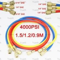 ราคา YSANH 3 ชิ้น เซ็ต AC ชาร์จท่อ 1 4 SAE 5 16 SAE ด้าย 3 สีเครื่องปรับอากาศอุปกรณ์เสริม ทนทาน 500 4000PSI 0 9 1 2 1 5M R22 Refrigerant ท่อเหมาะสําหรับ R22 HVAC (53100711305)