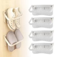 ราคา ชั้นวางรองเท้าติดผนังแบบไม่เจาะรูพับเก็บได้กันฝุ่นห้องน้ําห้องนั่งเล่นทนทานชั้นวางรองเท้าอุปกรณ์เสริม (55101151852)