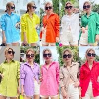 ราคา เสื้อเชิ้ต แขนยาว คอปก ทรง Oversize basic shirt ใส่เที่ยว (19407845932)