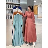 ราคา ชุดเดรสอัดพลีทชีฟอง เดรสยาว แต่งเข็มขัด ผ้าพริ้ว ใส่เที่ยว ใส่ออกงาน dress (22818969730)