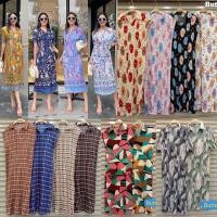 ราคา long dress pleated เดรสอัดพลีท ทรงคอปกโปโล แขนสั้น พิมพ์ลาย (20838980134)