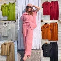 ราคา SHIRT LINEN SET ชุดเซตลินิน ขายาว แขนสั้น ผ้าใส่สบาย ทรงสวย (17006289784)