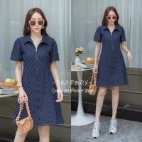 ราคา Jean zippy dress ชุดเดรสยีนส์สั้น เอวสม็อค (24279895651)