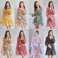 ราคา mini dress shirt อัดพลีท เสื้อเชิ้ต มินิเดรสแขนยาว เล่นระดับ ผ้าชีฟองใส่เที่ยว (23218726114)