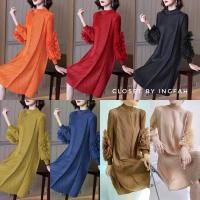 ราคา เดรสผ้ายืดคอเต่าอัดพลีท เดรสสั้น แต่งดีเทล pleats dress ใส่ออกงาน (19371104552)