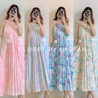 ราคา Maxi dress ชุดเดรสอัดพลีท ลายดอกไม้ มัดย้อม สีหวาน (29763619507)