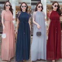 ราคา เดรสอัดพลีท ผ้าชีฟอง Pleated maxi lace premuim dresses ออกงาน ลูกไม้ ใส่ไปงานเเต่ง (21848217975)