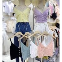 ราคา สายเดี่ยว ผ้าคอทตอลฝ้าย สายเดี่ยวดอกไม้ งานผ้านิ่ม ขายดีมาก (6452119251)