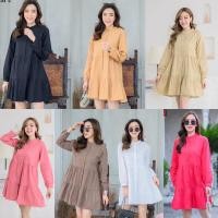 ราคา mini cotton dress ชุดเดรสสั้น ผ้าคอตตอน คอจีน แต่งระบายไล่ระดับ (19182317540)