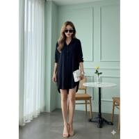 ราคา cotton dress shirt ชุดเดรสแขนยาว สีดำ (50750663768)
