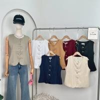 ราคา เสื้อvest ผ้าทวิต ลายริ้วมีซับใน ดีเทลหรูหรา ใส่เที่ยว ใส่ทำงาน (43770448540)