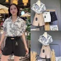 ราคา กางเกงขาสั้น ลายริ้ว พร้อมเข็มขัด ผ้าหลิวโรเชฟ (43352202665)