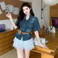 ราคา ชุดเซ็ทยีนส์สไตล์เกาหลี กระโปรงสั้น (43302131966)