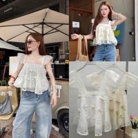ราคา Top เสื้อกล้าม เป็นผ้าปัก ติดโบว์ หน้าอก เสื้อดึงยางหลัง (43069439571)