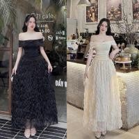 ราคา Valentina Luxe Set เซ็ตเสื้อทรงเปิดไหล่ กระโปรงพลีตผ้าชีฟองลายคลื่น เรียบหรู (43059337058)