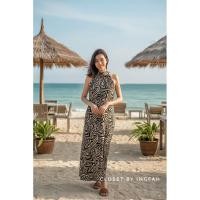 ราคา beach dress ชุดเดรสยาว ผ้าสปัน พิมพ์ลาย ใส่ไปทะเล ใส่เที่ยว (42770444357)