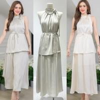 ราคา Satin set ชุดเซ็ตกระโปรงซาติน แขนกุดผูกเอว ใส่ออกงาน (41852145686)