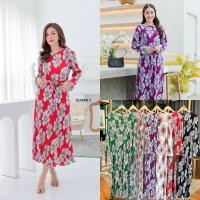 ราคา Maxi dress ชุดเดรสอัดพลีท แขนยาว ลายดอกไม้ (41755678957)