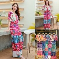 ราคา jumpsuit ชุดจั้มสูทอัดพลีท ลายกราฟฟิก ผ้าใส่สบาย (29887899127)