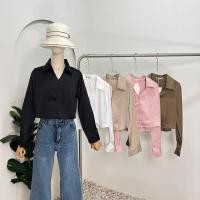 ราคา crop shirt เสื้อเชิ้ตทรงครอป แขนยาว ผ้าซาติน (29651612642)