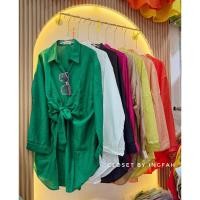 ราคา มินิเดรสเชิ้ต แขนยาว สีพื้น ผ้าบางเบา ใส่สบาย (29269399602)