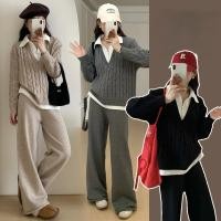 ราคา Set knit zip two tone เซ็ต 2 ชิ้น ชุดเซทไหมพรม เสื้อคอปกแต่งซิปรูด ดับเบิ้ลเลเยอร์ airport look (28527094488)