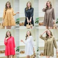 ราคา Mini dress cotton ชุดเดรสคอตตอน คอปกโปโล แขนยาว (28210766061)