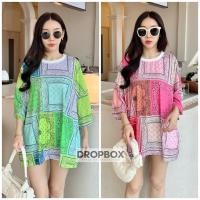 ราคา cotton oversize เสื้อโอเวอร์ไซส์ ลายผ้าเช็ดหน้า (28051309409)