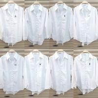 ราคา white shirt เสื้อเชิ้ตคอกปก กระดุมหน้า สีขาว ปักอก (27514500089)