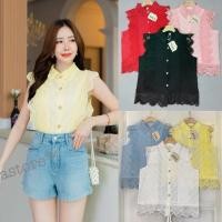 ราคา เสื้อคอปกลูกไม้ แขนกุด ทรงสวย (27315827215)