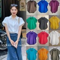 ราคา cotton Basic shirt เสื้อเชิ้ตแขนพับ ผ้าคอตตอนลินิน คอปก สีพื้น (26861957753)