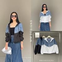 ราคา Hoodie Jacket เสื้อฮู๊ดดี้ แจ๊คเก็ตยีนส์ ต่อลายทูโทน (26262285950)