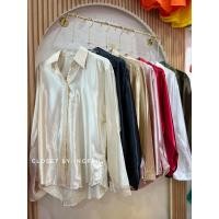 ราคา Satin shirt เสื้อเชิ้ตซาติน ผ้าเงา เรียบหรู คอปกแขนยาว ใส่เที่ยว ใส่ทำงาน (25841534364)